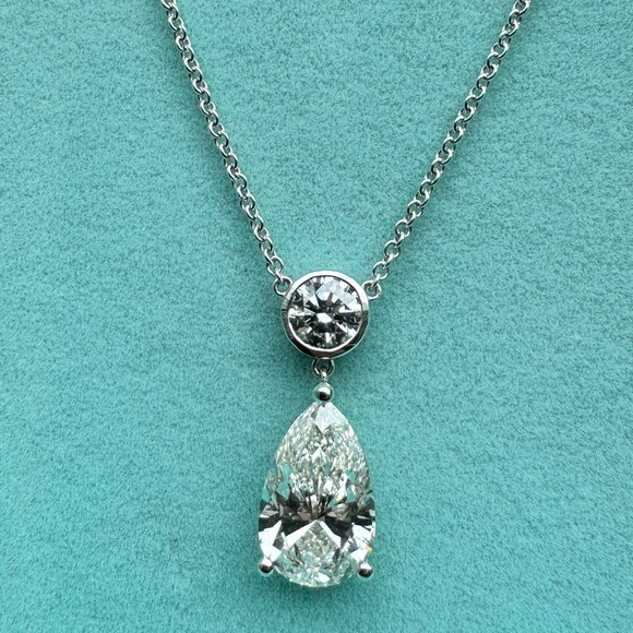Lab Diamond Pear Shaped Pendant Necklace. 8.71 CTW - Picture 3 of 9